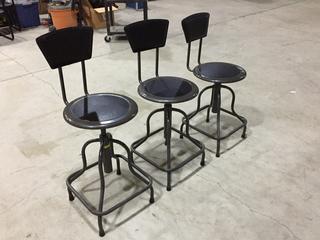 (3) Adjustable Height Metal Swivel Bar Stools. (AUD)