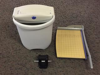 Royal Paper Shredder, Paper Cutter and 2-Hole Punch. (RST)