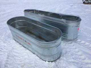 (3) Round End Stock Tanks, (2) 8ft x 2ft x 2ft, (1) 6ft x 2ft x 2ft