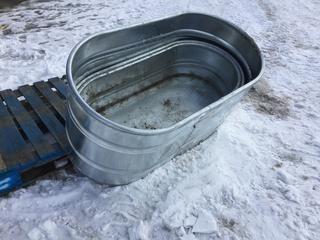 (3) Tarter Round End Stock Tanks, (2) 3ft x 1ft x 1ft, (1) 4ft x 2ft x 2ft.