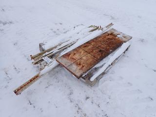 Assorted Metal Shelving Pieces and Door.