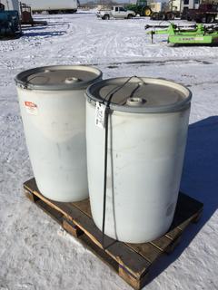 (2) Uline 55 gal Open Top Plastic Drums