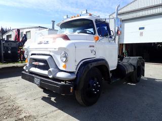 1958 GMC Mississippi S/A Truck Tractor c/w 454 Engine, 5/4-Spd Manual Transmission, 114in W/B And 7.50-20 Tires. Showing 02293 Miles. VIN F371S1570E **LOCATED IN HINTON, AB**