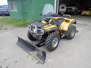 2001 Bombardier Traxter XT 4X4 ATV c/w Rotax 497cc Gas Engine, 5-Spd, BRP 5ft Snow Blade, Symtec Dual Zone Power Controller, Winch, AT26X8R12 Front And AT26X10R12 Rear Tires. VIN 2BVACFAC71V001046 *Note: Unable To Verify Mileage* 