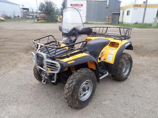 2001 Bombardier Traxter 4X4 ATV c/w Rotax 497cc Gas Engine, 5-Spd, Winch, AT26X8R12 Front And AT26X10R12 Rear Tires. Showing 268 Miles. VIN 2BVACCA121V000562 **LOCATED IN HINTON, AB**