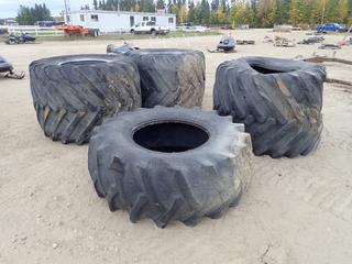 Qty Of (3) Goodyear Terra 66X43.00-25NHS Tires c/w (1) Firestone 23.1-30 Tire *Note: Cracks In Firestone Tire* 