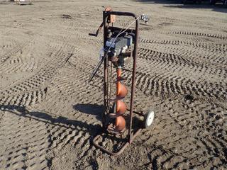 Tecumseh Gas Engine w/ 8in Auger And Hole Digger Stand** *Note: Running Condition Unknown* 