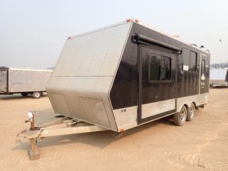 2014 Livin Lite RV Inc. 22 Ft X 8 FT 4 In T/A Enclosed Office Trailer c/w 125/250V, 50Amp, 2 5/16 Ball Hitch, 8000lb GVWR, 4000lb GAWR, 80in Slide, 88in Canopy, Electric Heater, Dometic AC/Fan, Bathroom, Fridge, Microwave, Couch, Radio, TV, 5ft X 19in X 24in Rear Checkerplate Storage Box And LT235/75R15 Tires. VIN 56D122224E1001504