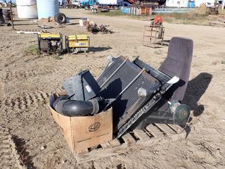 50in X 28in Radiator, 42in X 33in Transmission Cooler, Peterbilt Seat And Assorted Parts