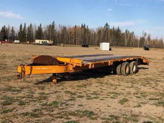 22ft T/A Equipment Trailer c/w Pintle Hitch, Hydraulic Override Brakes, Beavertail, (2) 4 Ft. x 2 Ft. Fold-up Ramps and LT225/75R16 Tires *Note: Unable To Verify Manufacturer And VIN*