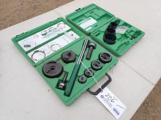 Greenlee Knock Out Punch Set c/w Wrench Driver For 1/2in - 2in Conduit And Incomplete Greenlee 830 Hole Saw Kit