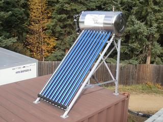 North American Solar Solutions Solar Water Heating System w/ Stainless Steel Tank And (10) Thermal Tubes c/w GSW Model G650SDE1-30 260 182L 240V Water Heater, SN 1533A035970, Axiom MF200 24VDC Hydronic System Heater, Flex 2 Pro BTX30 Hydronic Expansion Tank And Zero Start 100 12VDC 17,500BTU/HR Cargo Heater. *Note: Power Will Be Disconnected, Buyer Responsible For Dismantle And Removal*