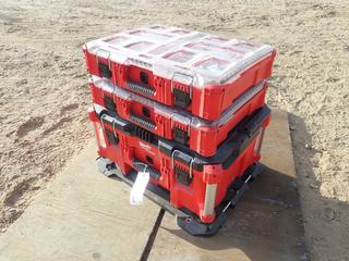 Milwaukee Packout Toolbox c/w Base, Joiners, Connectors, Reducers, Plastic Screws And Assorted Electrical Supplies