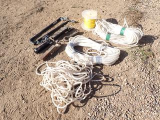 Qty Of Nylon Rope, 2 5/16 Ball Hitch, (2) Husky Sway Bars, Assorted Hitches And Misc Supplies