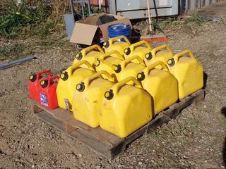Qty Of 20L Diesel Jerry Cans c/w (3) 5L Gas Jerry Cans