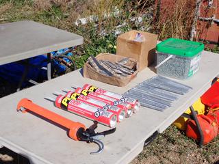 Qty Of 1 1/4in Deck Screws, 10in Anchor Bolts, Caulking Gun, Nuts, Bolts, Sub-Floor Deck Adhesive And Assorted Supplies