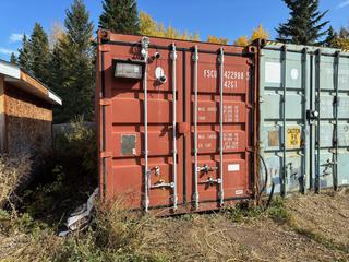 2001 40ft Storage Container c/w Plywood Shelving And String Lights. SN FSCU4229885 *Note: Contents Not Included, Buyer Responsible For Loadout, Item Cannot Be Removed Until Monday October 23rd Unless Mutually Agreed Upon, Loadout At A Later Date Available By Appointment Only*