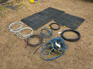 Qty of Extension Cords c/w Wire Rope Cables and Modular Drainage Mats