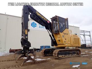 Fort Saskatchewan Location - 2019 Tigercat 875 BUTT-N-TOP Tracked Log Loader c/w CWS Log Grapple, Air Conditioner, Air Ride Seat, Cab Riser, Cab Screens, 4 ft 6 in Rear Entry Hydraulic Tilting Cab, 2019 US EPA Label, 28 in Single Bar Grouser Pads, High and Wide Undercarriage, Rock Guards, Right Front Corner Guard, Zebra QLN420 Mobile Receipt Printer Showing 5,512 Hrs SN 8750631