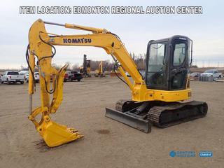 Fort Saskatchewan Location - 2019 Komatsu PC55MR-2 Excavator c/w Model 4088E-5XAG 29.5kw Engine, 10 In. Hyd Thumb, 26 In. Bucket, 77 In. Push Blade And 16 In. Tracks. Showing 1911hrs. PIN KMTPC094T38DJ0259 *Note: Hydraulic System Requires Service*