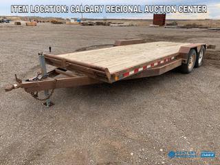 High River Location - PTL Trailers 20ft X 80in T/A Flat Deck Trailer c/w 2 5/16in Ball Hitch, Steel Slide Out Ramps, ST225/75R15 Tires. Cannot Verify VIN