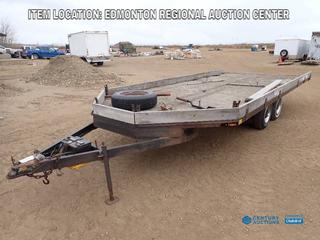 Fort Saskatchewan Location - 20 Ft. X 8 Ft. 3 In. T/A Utility/Snowmobile Trailer,3500lb Axles c/w 2 5/16 In. Ball Hitch, Roller, Toolbox w/ Trailer Accessories, W/Stowable ramp, Spare Tire And P205/75R14 Tires. VIN 61966823 *Note: VIN as Per Registration* *PL#1120*