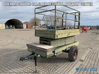 High River Location - Custombuilt S/A Towable Scissor Lift c/w 2in Ball Hitch, 8-14.5 Tires. No VIN.