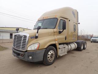 Located Offsite Near Winterburn - 2013 Freightliner Cascadia T/A Truck Tractor c/w Detroit Diesel, A/T, 60 In. Sleeper, Adjustable Fifth Wheel Hitch, 228 In. W/B, 12,000 LB Front Axle, 40,000 Rear Axles, 275/80R22.5 Front And 295/75R22.5 Rear Tires. Showing 1,601,022kms. VIN 1FUJGLDV7DLBT9386 *Note: Check Engine Light On* **Located Offsite at 21220-107 Avenue NW, Edmonton, For More Information Contact Richard at 780-222-8309**
