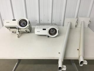 (2) Epson 410W Power-Lite Projectors c/w Wall Mount.