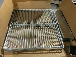 (4) 23in x 27in Refrigerator Shelves and (4) Pieces of Stainless Steel Trim.  (AUD)