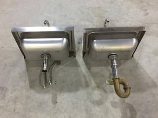 (2) 17in Wall Mounted Sinks c/w Faucets. 