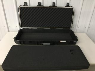 Portable Rolling Pelican Case in Black with Padded Divider and Extra Foam. Approximately 35in. X 13-1/2in. X 5in. Interior Dimensions. (5-D-3)