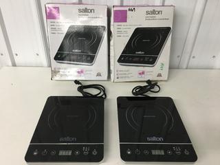 (2) Salton ID1562 Portable Black 1800W Induction Cooktop.  New in box (5-B-2)