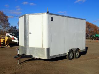 2020 Mirage Trailers LLC 16ft T/A Enclosed Trailer c/w 2 5/16in Ball Hitch, 30in Tongue, 7000lb GVWR, Side Man Door And ST205/75R15 Tires. VIN 5M3BE1422L1011155