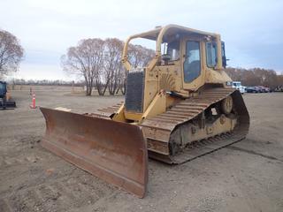 1987 Caterpillar D5H LGP Crawler Tractor c/w 3-Spd Power Shift, 6-Way Tilt Blade, 13ft Blade, AC CAB And 34in Single Grouser Pads. Showing 12,212hrs. PIN 1DD00474 *Undercarriage And Transmission Replaced Less Than 500Hrs, See Documents Tab for Details*