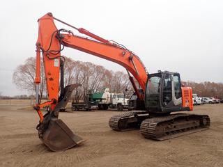 2012 Hitachi ZX225USLC-3 Excavator c/w Isuzu Diesel Engine, AC/Heater, Hyd Q/A, CWS 27in Grapple Thumb, CWS 60in Bucket And 31in Triple Grouser Pads. Showing 9575hrs. SN HCM1U400H00221403