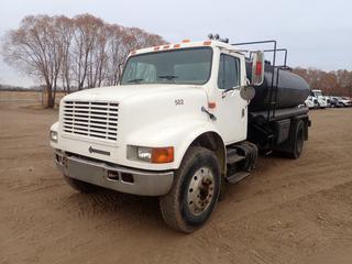 2000 International 4700 4X2 S/A Water Truck c/w DT466E International Engine, International 6+ Manual Transmission, 12ft 2000 Gallon Water Tank And 11R22.5 Tires. Showing 479,776kms. VIN 1HTSCAANXYH307014 *Note: Has Bad Injector*