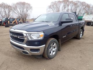 2019 Ram 1500 4X4 Crew Cab Pickup c/w Hemi 5.7L V8, A/T, Backup Camera, Back Rack Headache Rack And LT275/65R18 Tires. Showing 162,550kms. VIN 1C6SRFGT7KN756486 *Note: Windshield Cracked, Tail Light And Back Bumper Damaged, Plastic Broken On Passenger Side Mirror, Tear In Seat*