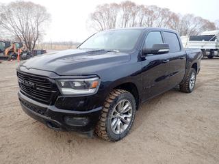 2019 Ram 1500 Sport 4X4 Crew Cab Pickup c/w 5.7L, A/T, Sun Roof, Backup Camera, Tonneau Cover And LT285/55R20 Tires. Showing 5338hrs, 244,372kms. VIN 1C6SRFLT7KN542622 *Note: Windshield Cracked*