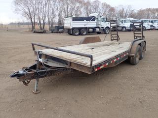 18 1/2ft X 82in T/A Car Hauler c/w 2 5/16in Ball Hitch, 55in X 18in Ramps And ST235/80R16 Tires. *Note: Some Boards Require Replacing, Frame Bent, Unable To Verify VIN*