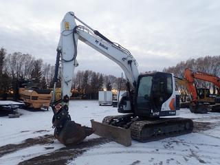 2019 Bobcat E145 Excavator c/w Perkins 4.4L Diesel, 85.9kw, AC/Heater, Bobcat Quick Coupler, 8 1/2ft Blade, Bobcat H14-1050-4148 42in Bucket And 23in Triple Grouser Pads. Showing 2213hrs. PIN B4WU11024 *Note: Thumb To Fit Excavator Sold Separately In Lot 0254* *Factory Transferrable Warranty Until April 2024. Contact Dealer For Information*