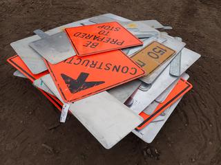 Qty Of Assorted Road Signs Including: "Be Prepared To Stop", "Construction", "Two Way Traffic"