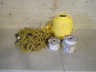 Qty Of Nylon Rope, 1/8in And 3/16in Starter Cord Rope And Cargo Net