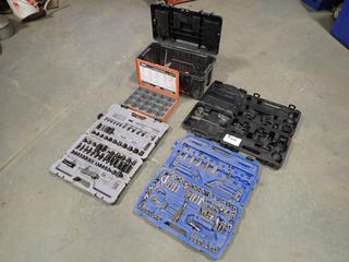 Qty Of Incomplete Socket Sets c/w Assorted Wrenches, Toolbox And Empty Cases *Note: No Latches On Toolbox*