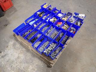 Qty Of Nuts, Bolts, Screws, Clamps, Air Brake Connectors, NGK Spark Plugs, Nails, Washers And Assorted Supplies