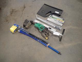 Floor Screw Gun, Powerfist Adjustable Support Rod, Unused EZ Shear 13in Flooring And Siding Cutter