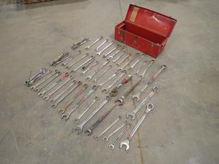 26in X 9in X 9in Toolbox c/w Qty Of 7/8in - 1 5/8in Wrenches