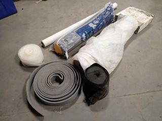 Blow In Blanket c/w Foam Underlay Fabric, 9ft X 100ft Roll Of House Wrap And Assorted Supplies