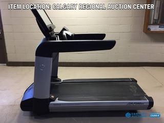 High River Location -  Life Fitness 95T Treadmill with FlexDeck Shock Absorption System, Programs and Fitness Monitoring, 0-15% Incline, 0.5-14mph, 120V, 20 Amp Plug, S/N AST170431. Tested and Functioning