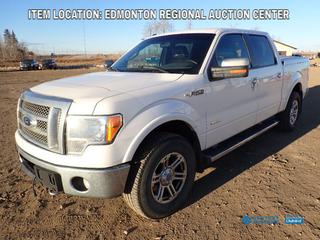 Fort Saskatchewan Location - 2012 Ford F150 Lariat Crew Cab 4x4 Pickup c/w 3.5L V6 Eco Boost, A/T, Leather, Backup Camera, Tonneau Cover, Sunroof, LT275/70R18 Tires. Showing 420,036kms. VIN 1FTFW1ET0CFB18617 *Note: Engine Light Is On, Cracked Windshield, Manifold Requires Repair, Drivers Seat Panel Damaged*